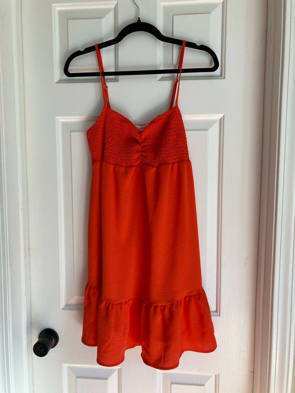 Women's Orange Midi Sundress with Smocked Bodice